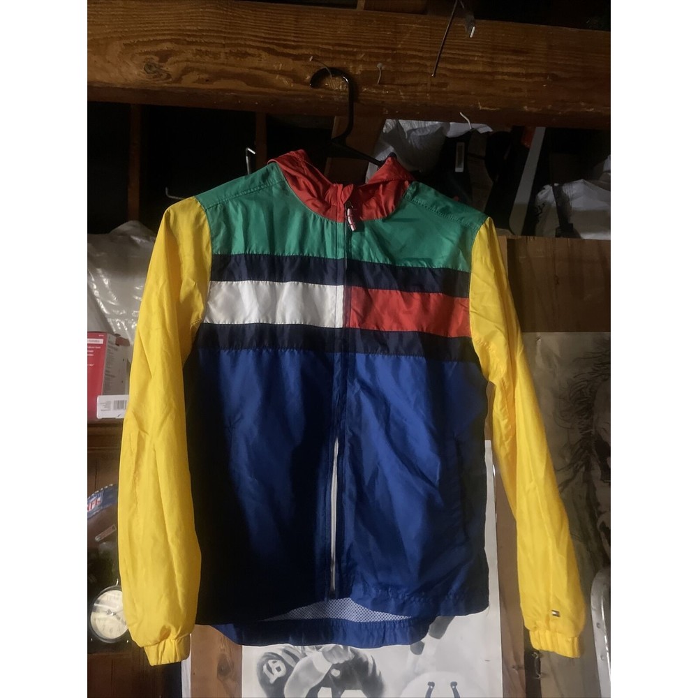 Vintage Tommy Hilfiger Kids MultiColor Windbreaker Size 8-10. Good condition!